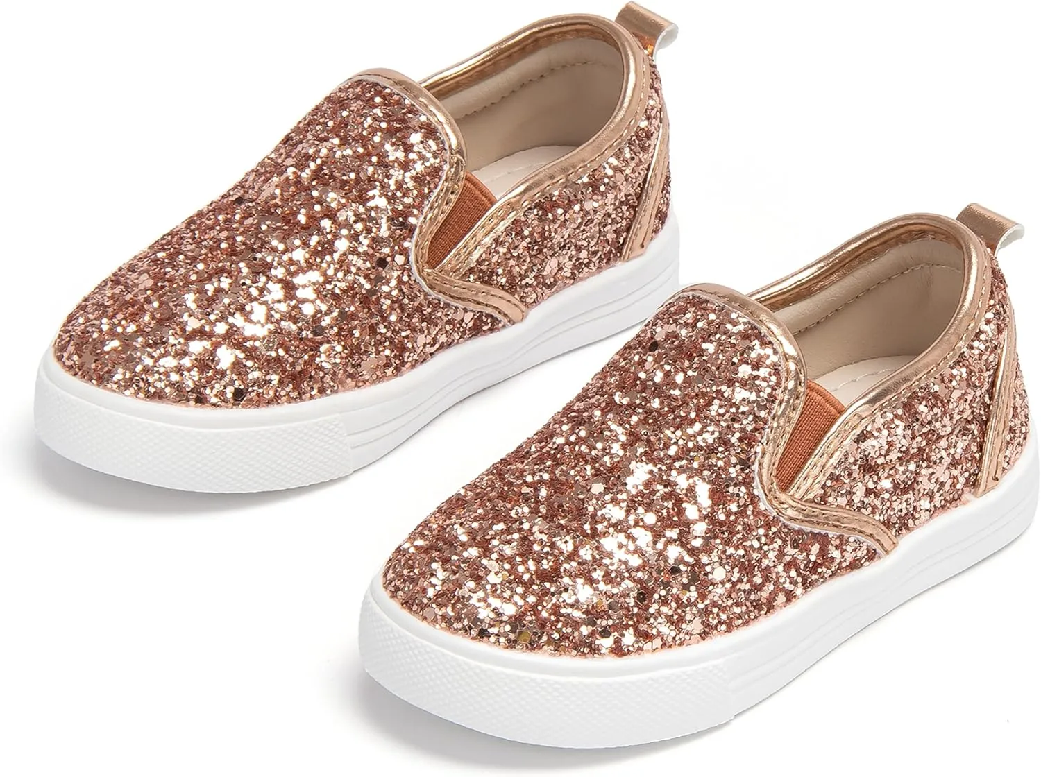 Toddler/Little Girls Sneakers-Slip On Glitter Sports Shoes for Running Walking