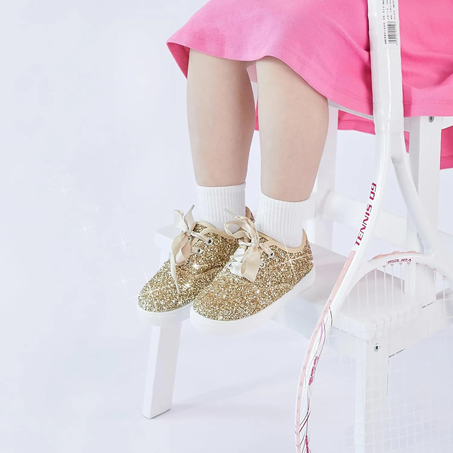 Toddler/Little Girls Sneakers-Slip On Glitter Sports Shoes for Running Walking