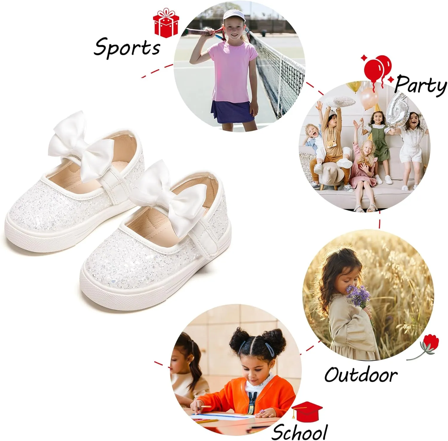 Toddler/Little Girls Sneakers-Slip On Glitter Sports Shoes for Running Walking