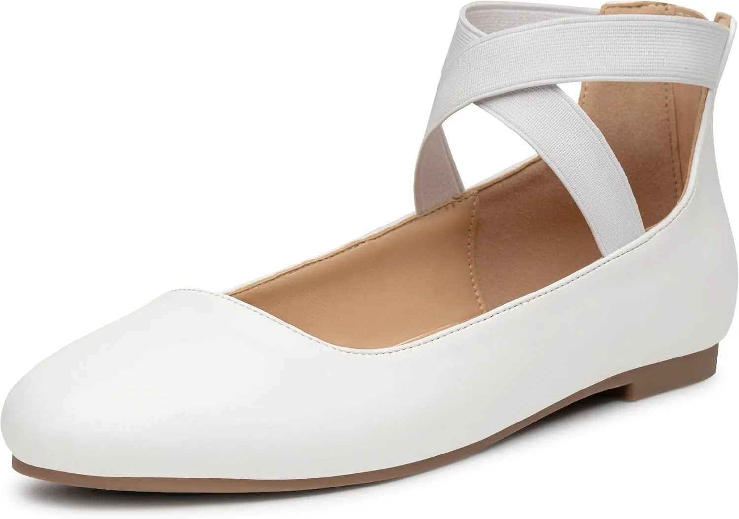 Trary Ballet Flats - Women's Mary Jane Shoes, Elastic Ankle Straps, Round Toe Dress Shoes for Business Casual Occasions