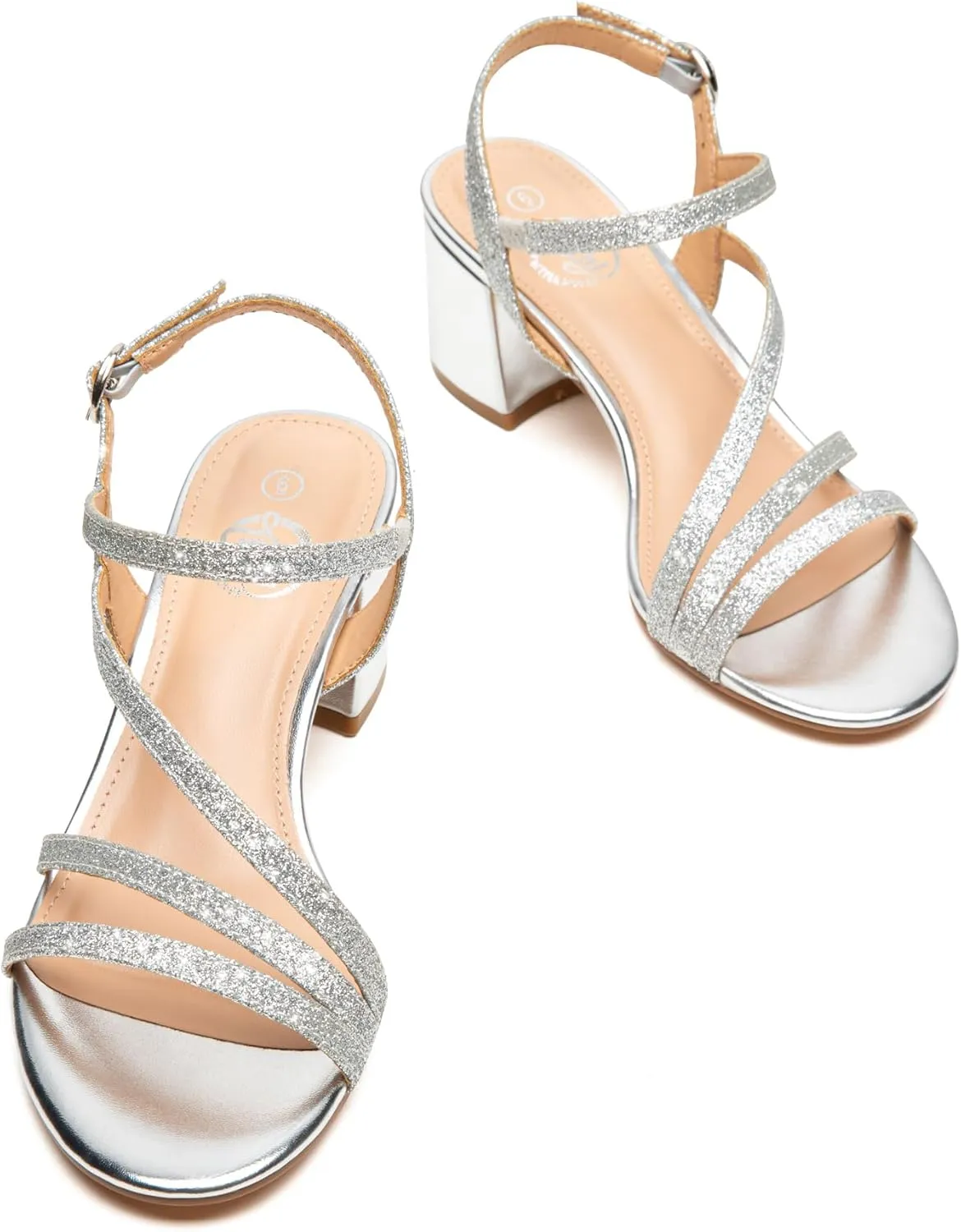 Trary Strappy Heels for Women, Sandals Women Dressy, 2.16 inch Low Block Heels for Women