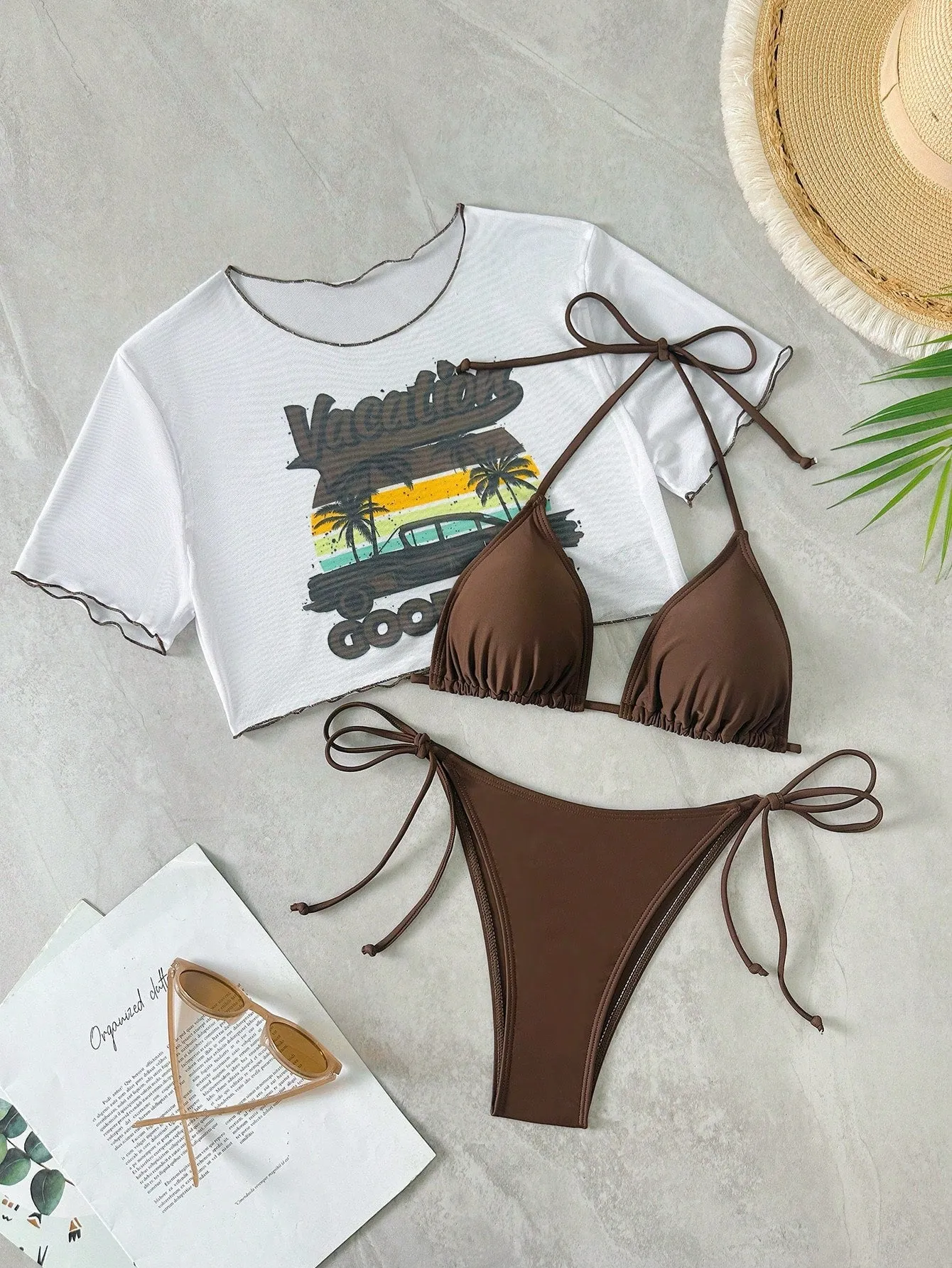 Tropical bikini| Vacation Beach Solid Color Bikini