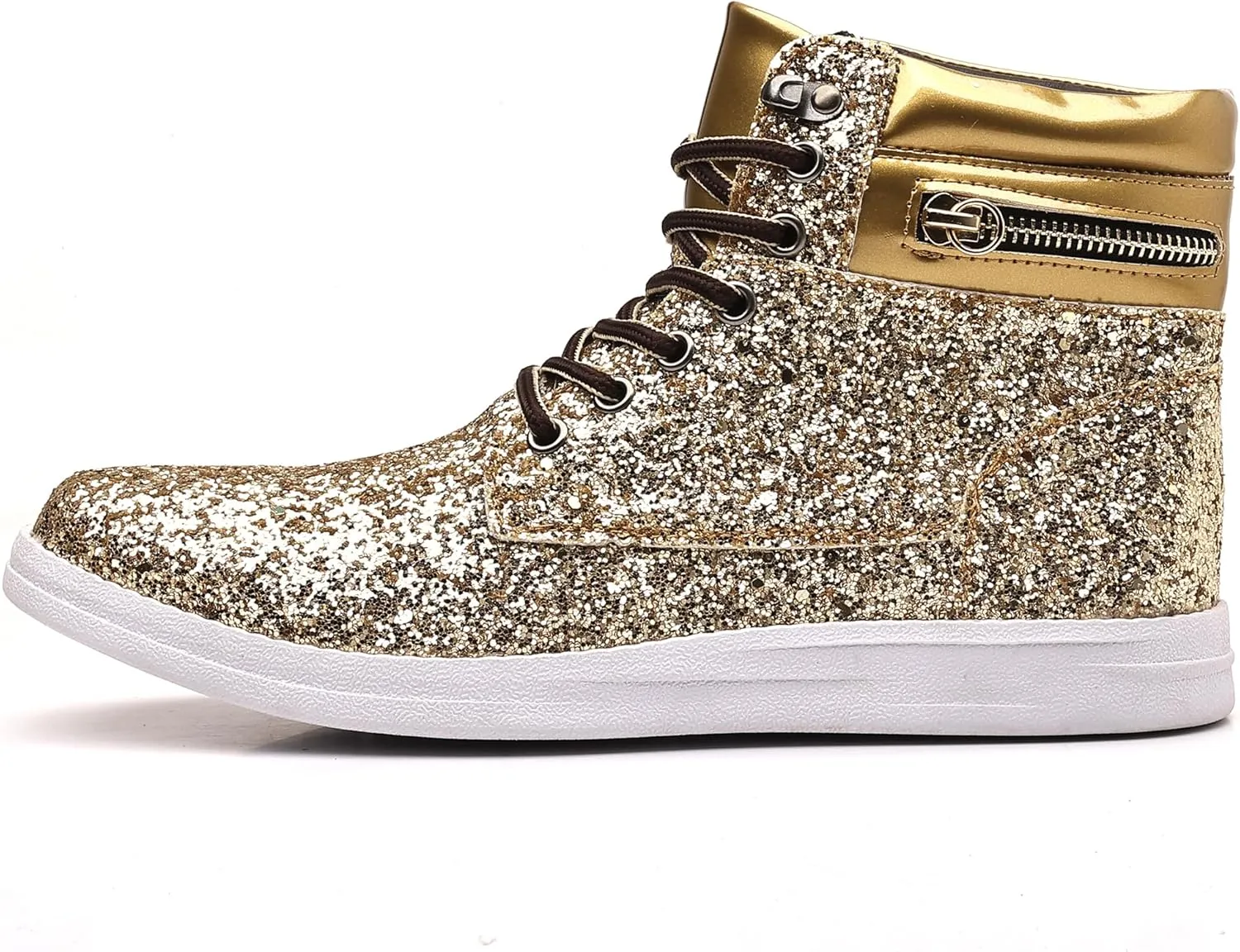 Trsorini Glitter Mens Shoes High Top Fashion Sparkly Sneakers Shiny Bling Sequin for Male