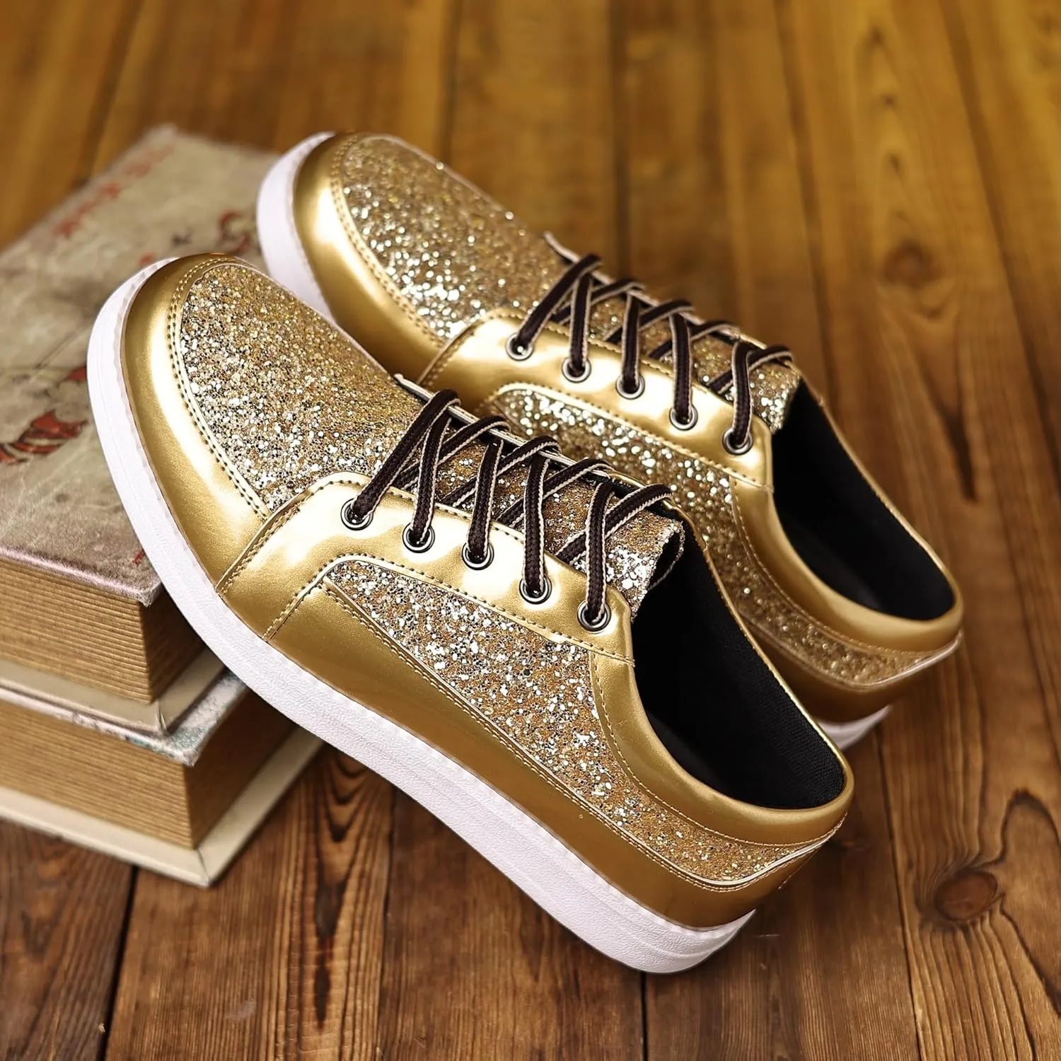 Trsorini Mens Glitter Shoes Sparkly Sneakers Fashion Bling Sequin Shiny Comfort Men Shoes