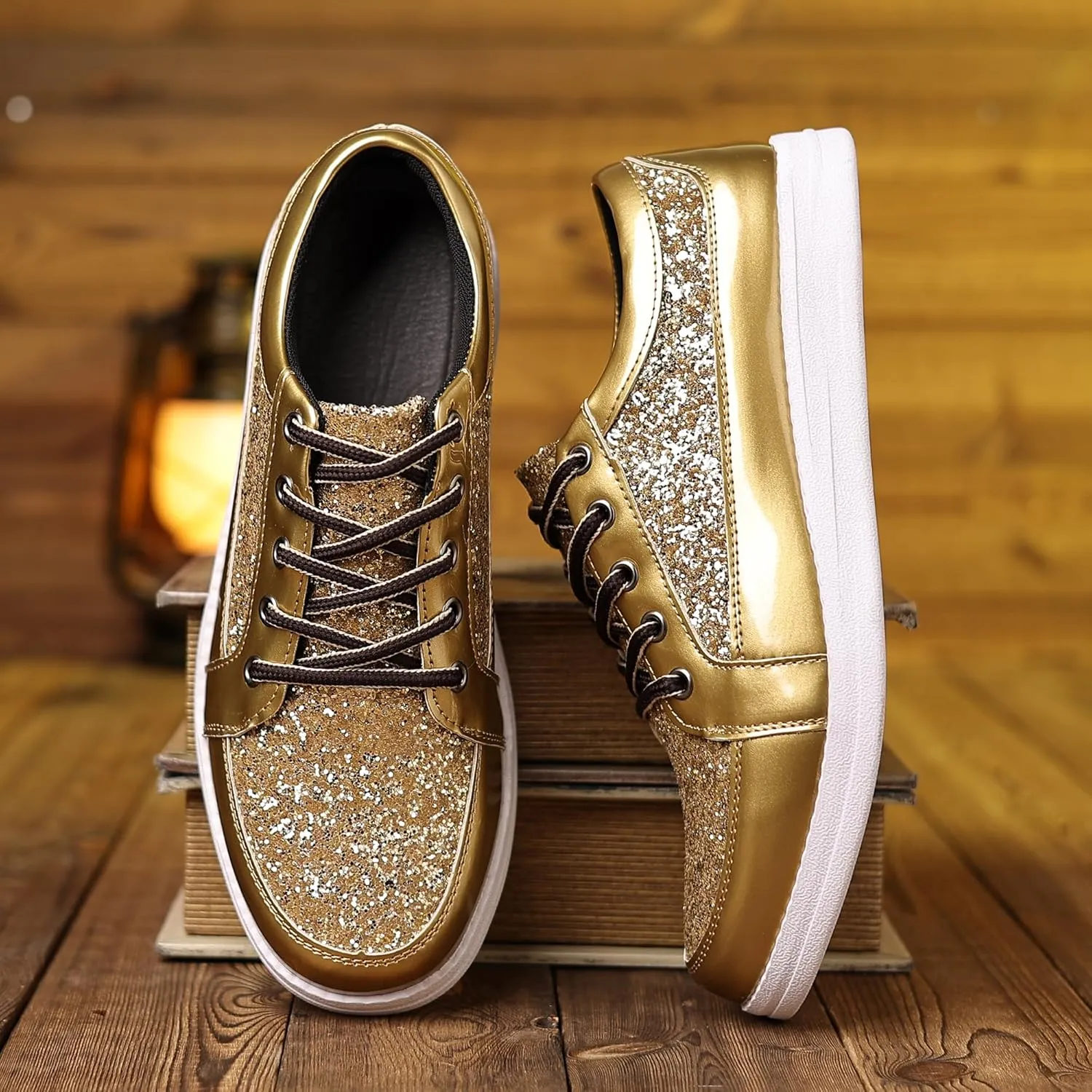 Trsorini Mens Glitter Shoes Sparkly Sneakers Fashion Bling Sequin Shiny Comfort Men Shoes