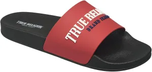 True Religion Men’s Slide Sandals – Bold Printed Logo, Cushioned Footbed, Everyday Comfort