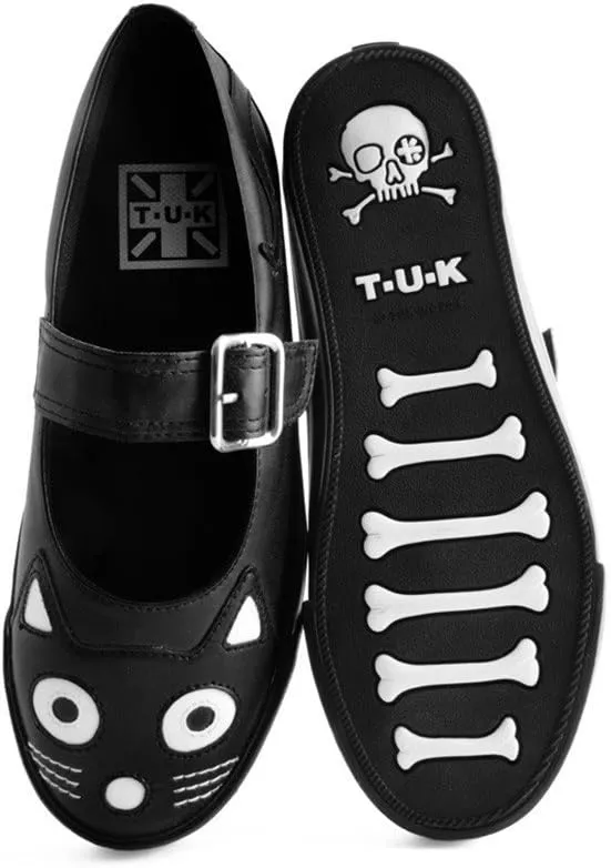 T.U.K. Shoes Kitty Face Black Mary Janes for Women