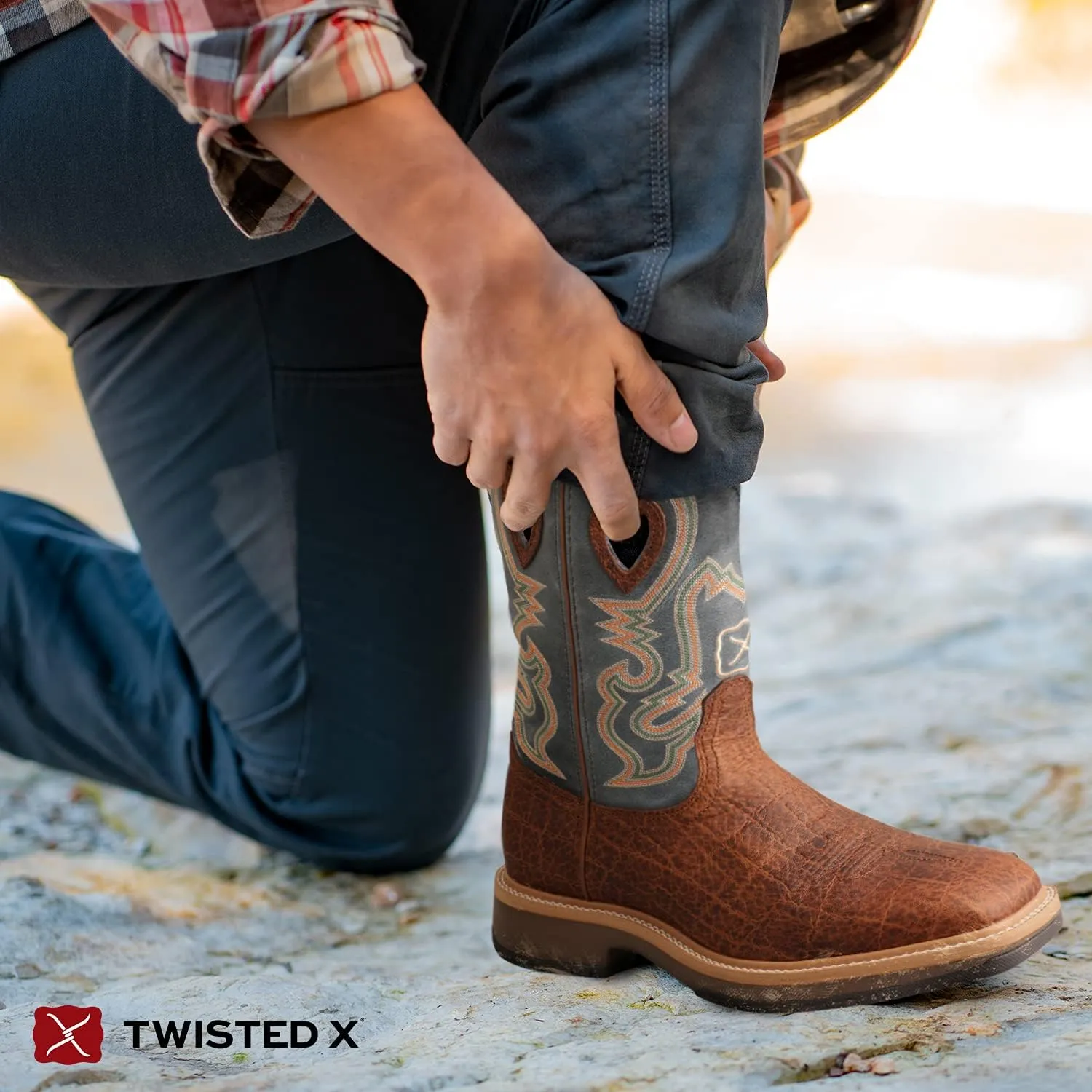 Twisted X Men's 12" Square Toe Horseman Boot - Casual Western Boots for Men