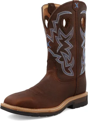 Twisted X Men's 12" Western Work Boot, Square Toe Steel Toe, Brown Pebble & Brown Pebble, 8 D