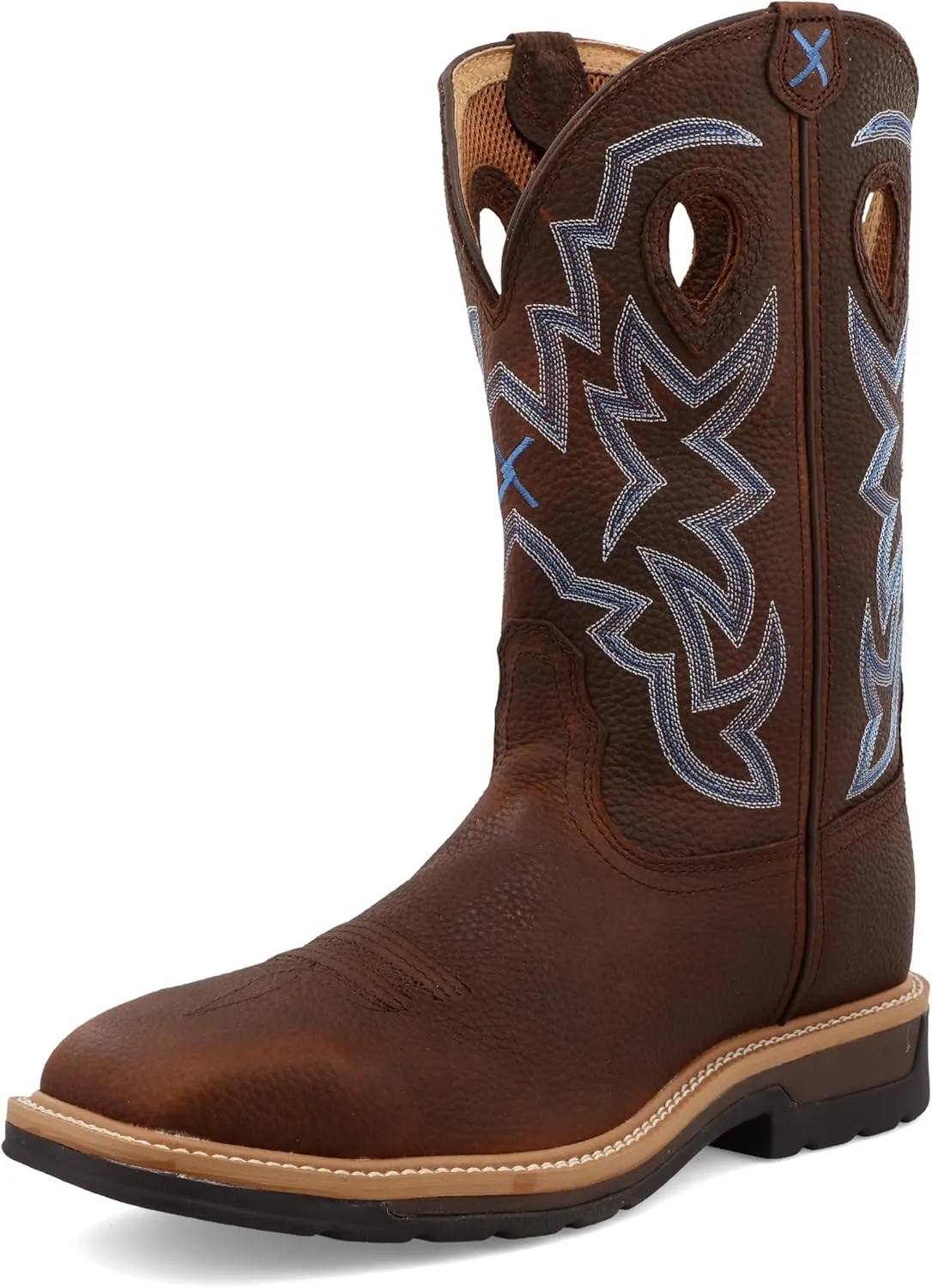Twisted X Men's 12" Western Work Boot, Square Toe Steel Toe, Brown Pebble & Brown Pebble, 8 D