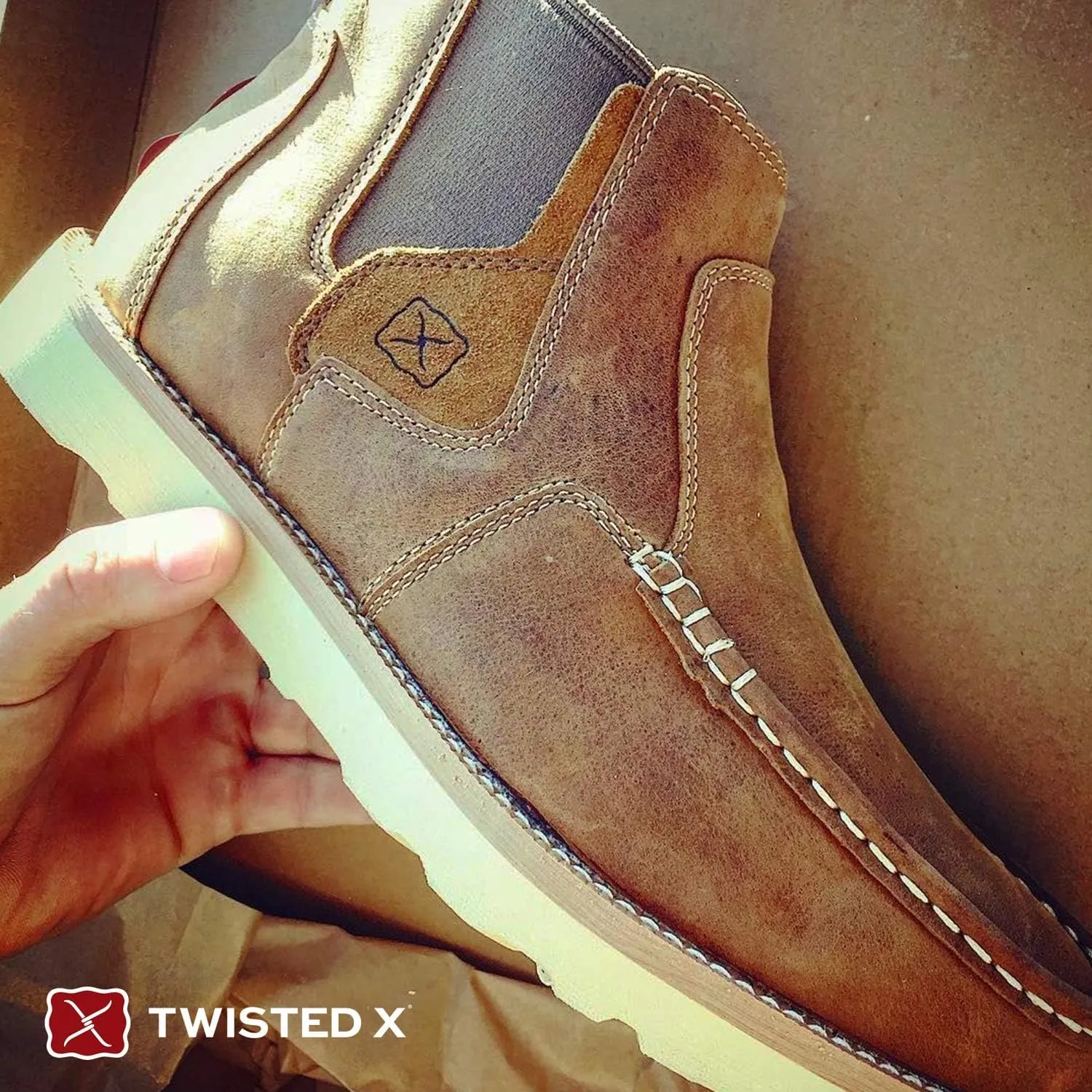 Twisted X Men's 4" Chelsea Wedge Sole Boot, Moc Toe