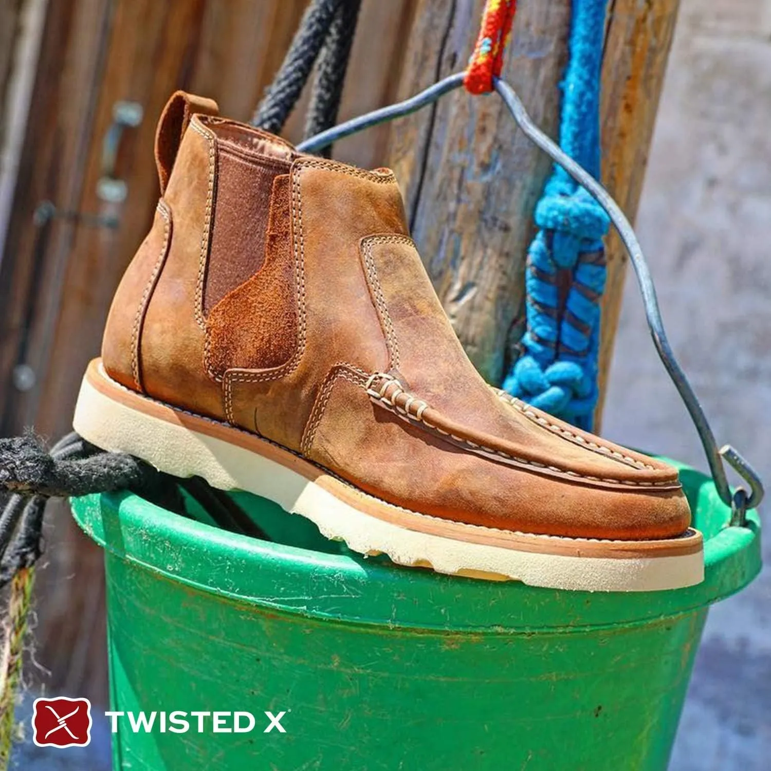 Twisted X Men's 4" Chelsea Wedge Sole Boot, Moc Toe