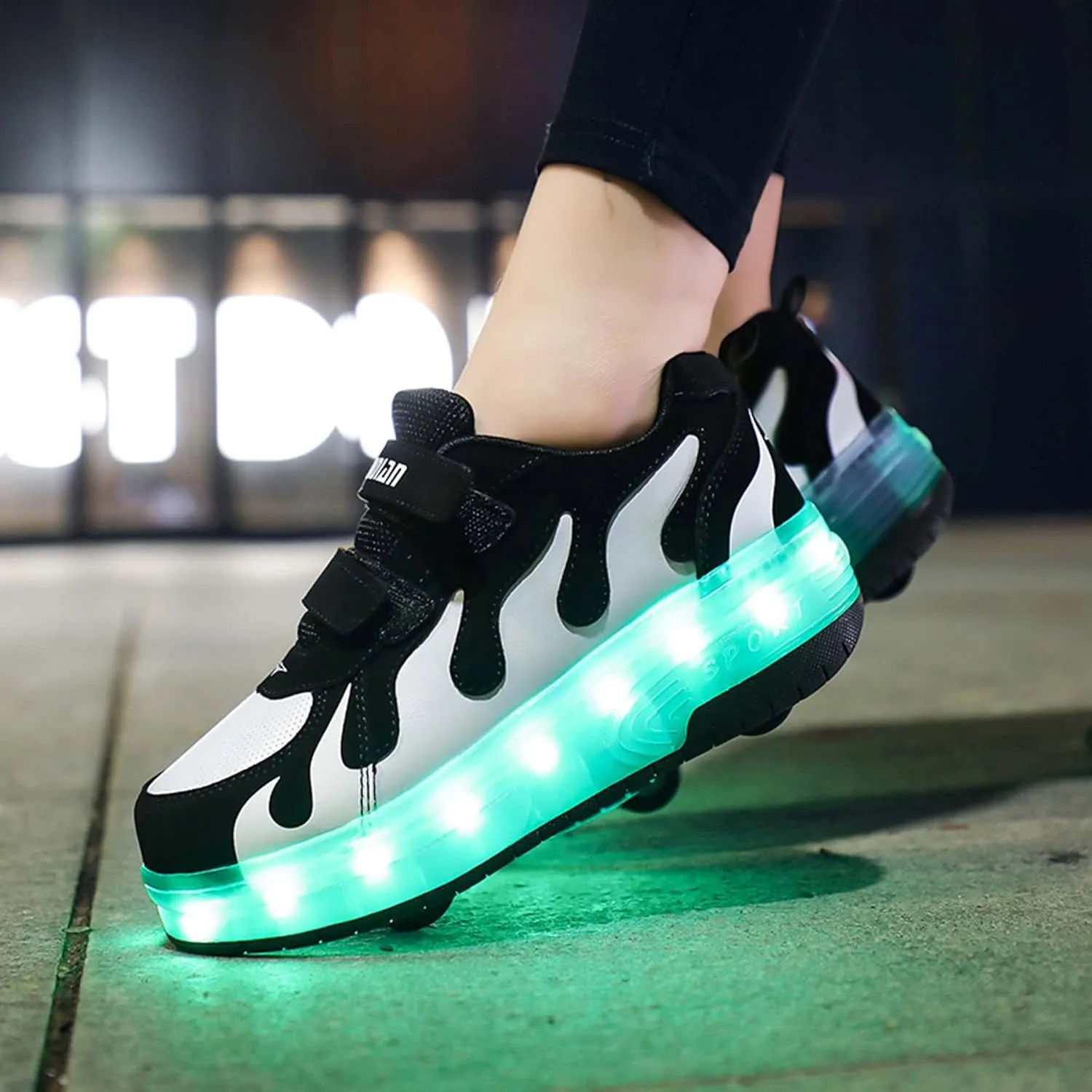 Two Wheeled Walking Shoes Rechargeable LED Flash Shoes Roller Skates