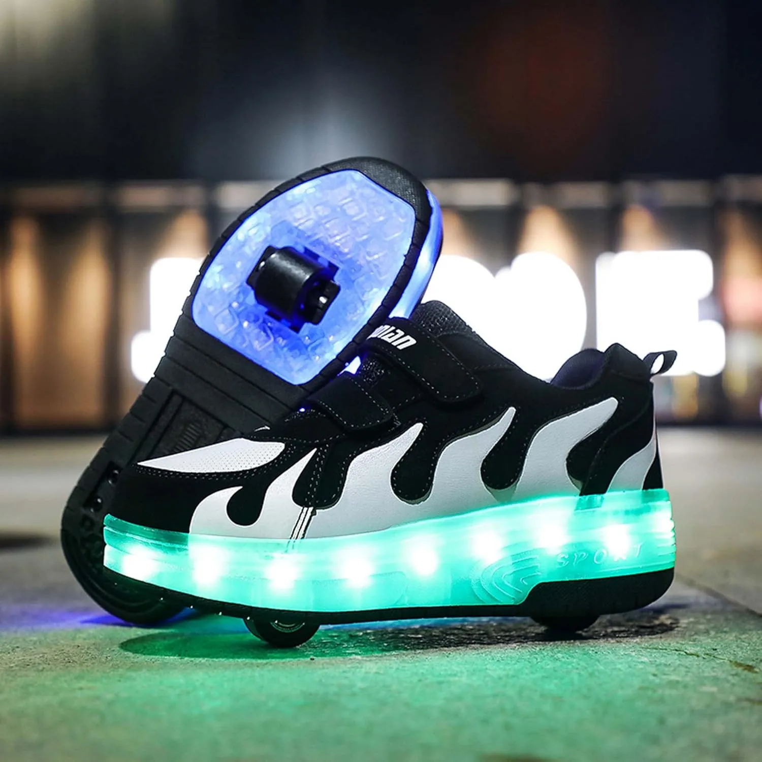 Two Wheeled Walking Shoes Rechargeable LED Flash Shoes Roller Skates