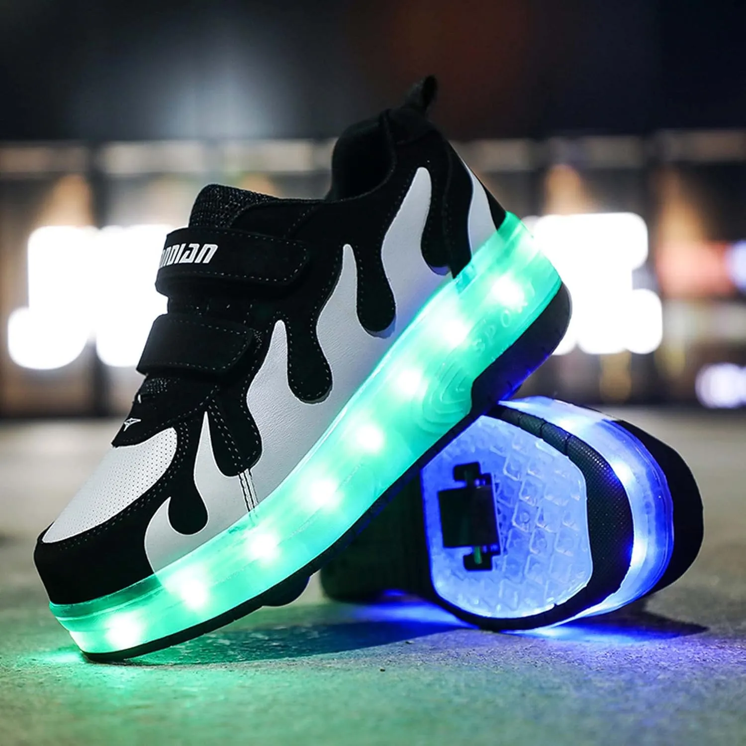 Two Wheeled Walking Shoes Rechargeable LED Flash Shoes Roller Skates