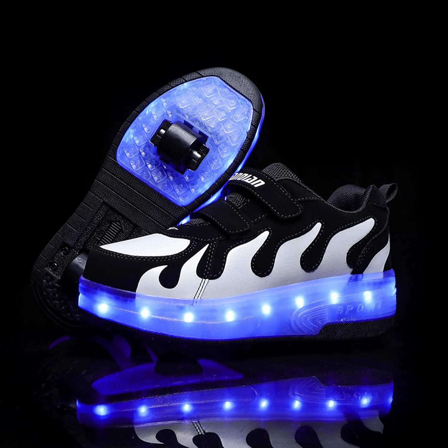 Two Wheeled Walking Shoes Rechargeable LED Flash Shoes Roller Skates
