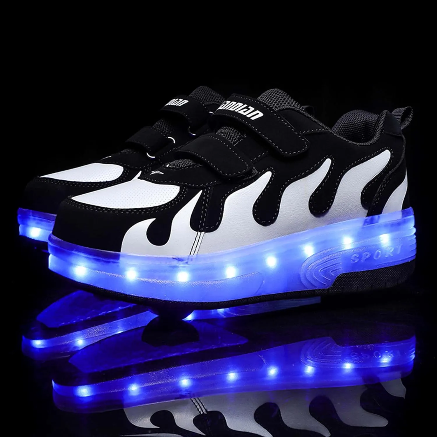 Two Wheeled Walking Shoes Rechargeable LED Flash Shoes Roller Skates