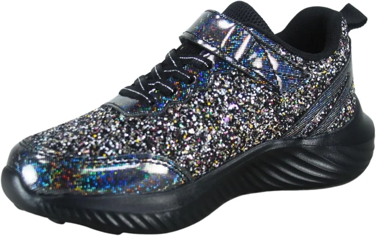 TZ Youth Kid's Girl's Glitter Fashion Sneakers Sparking Shiny Casual Athletic Walking Shoes