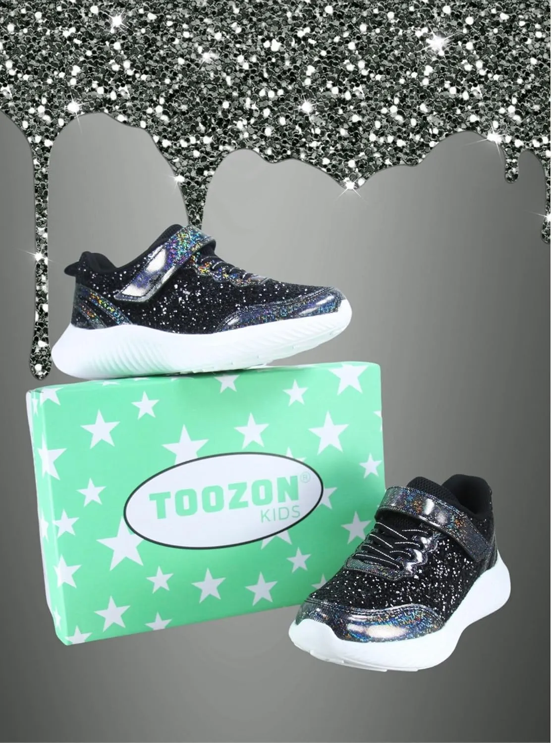 TZ Youth Kid's Girl's Glitter Fashion Sneakers Sparking Shiny Casual Athletic Walking Shoes