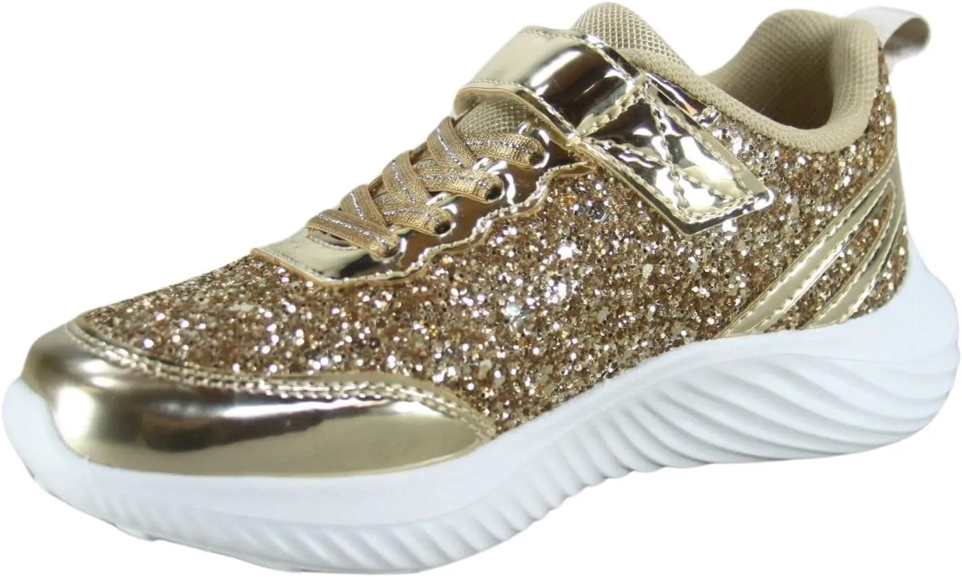 TZ Youth Kid's Girl's Glitter Fashion Sneakers Sparking Shiny Casual Athletic Walking Shoes