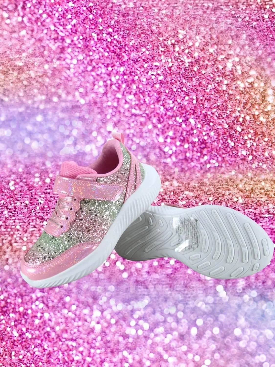 TZ Youth Kid's Girl's Glitter Fashion Sneakers Sparking Shiny Casual Athletic Walking Shoes