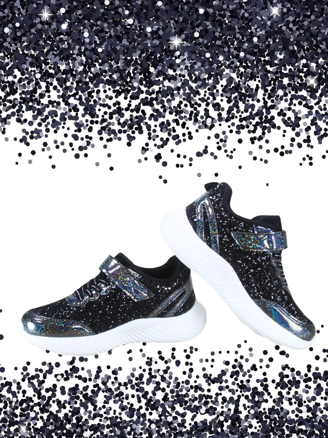 TZ Youth Kid's Girl's Glitter Fashion Sneakers Sparking Shiny Casual Athletic Walking Shoes