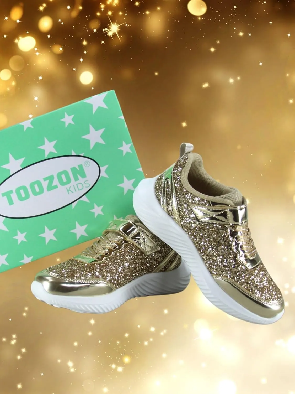TZ Youth Kid's Girl's Glitter Fashion Sneakers Sparking Shiny Casual Athletic Walking Shoes