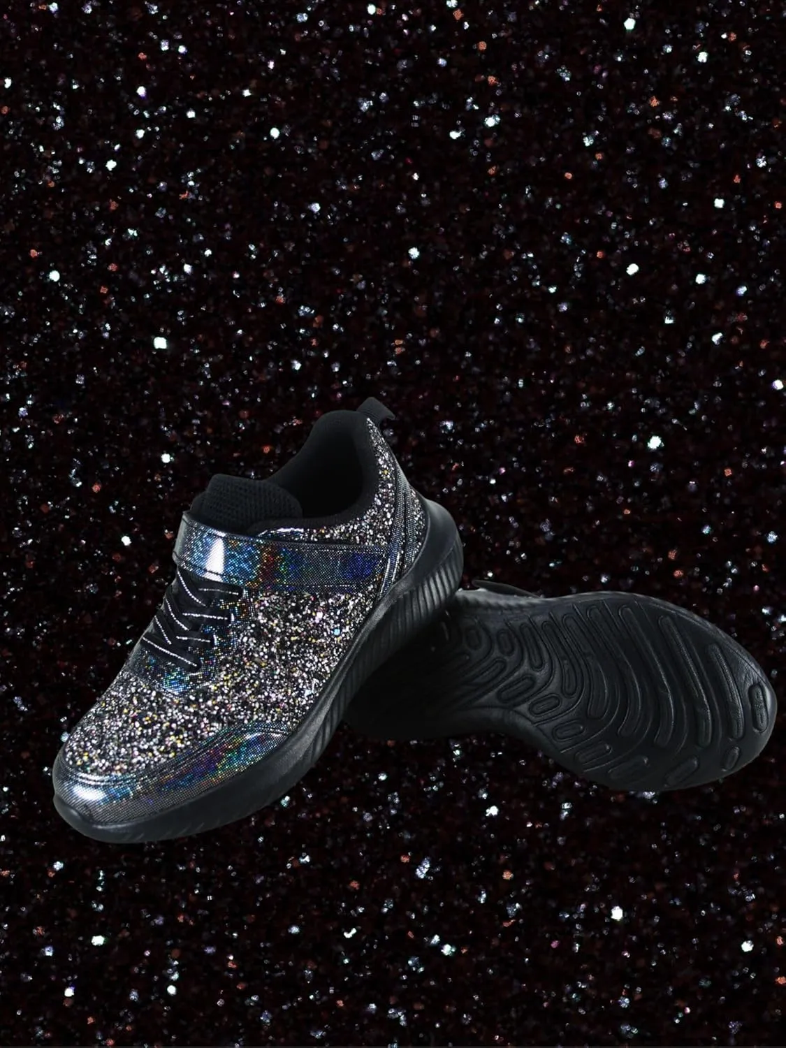 TZ Youth Kid's Girl's Glitter Fashion Sneakers Sparking Shiny Casual Athletic Walking Shoes