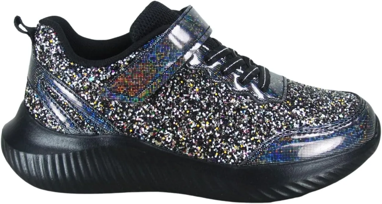 TZ Youth Kid's Girl's Glitter Fashion Sneakers Sparking Shiny Casual Athletic Walking Shoes