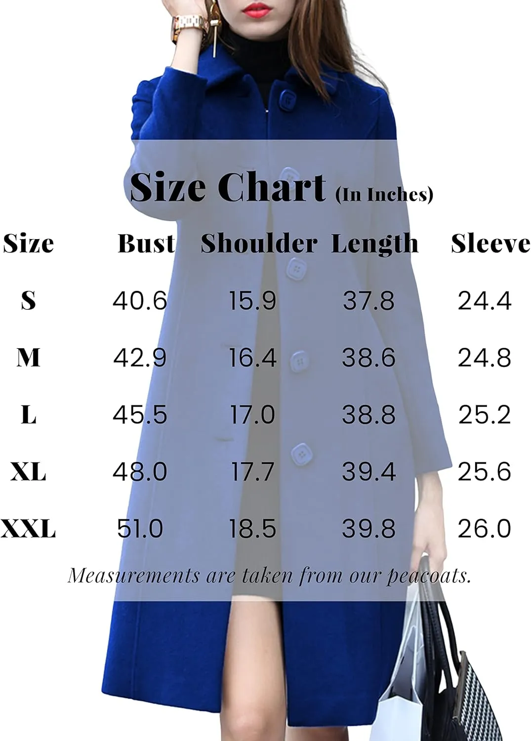 UANEO Womens Peacoat Faux Wool Blend Single Breasted Long Trench Coat Dress Overcoat Winter with Pockets