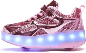Ufatansy Roller Shoes Girls Boys Sneakers with Wheels Roller Skate Shoes USB Charging with LED Light Up Shinny Skates for Beginner Trainers Kids Lightweight Breatheable Shoe Footwear