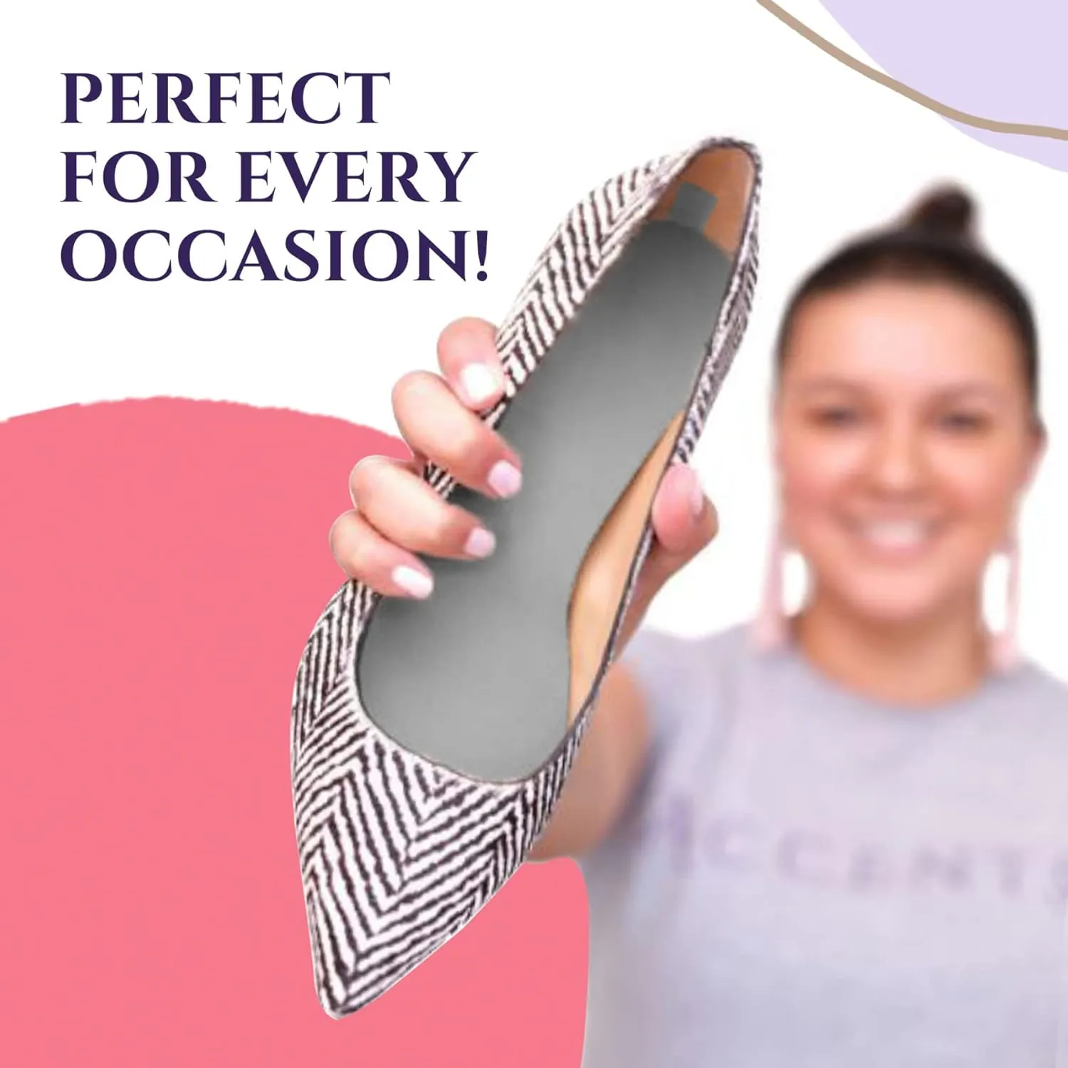 Ultra-Thin Shoe Inserts, Sweat & Odor Absorbent Insoles, Replaceable Barefoot Liners for Women’s Size 6-7, Slate Gray, 4 Pairs