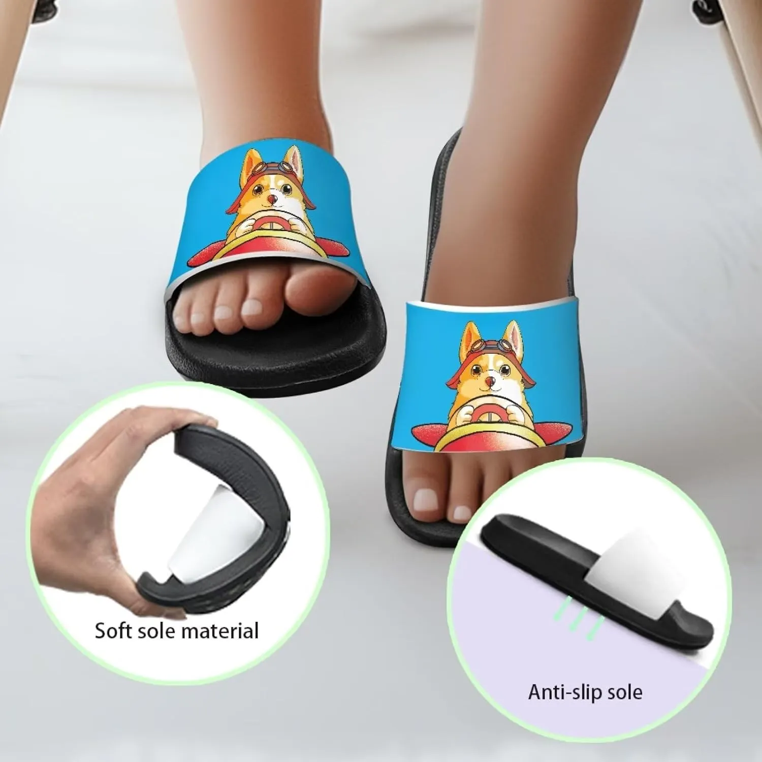 Unisex Kids Soft EVA Slides Print Non-Slip Waterproof Sandals for Shower Bathroom Pool for Little/Big Kids Size 11-3