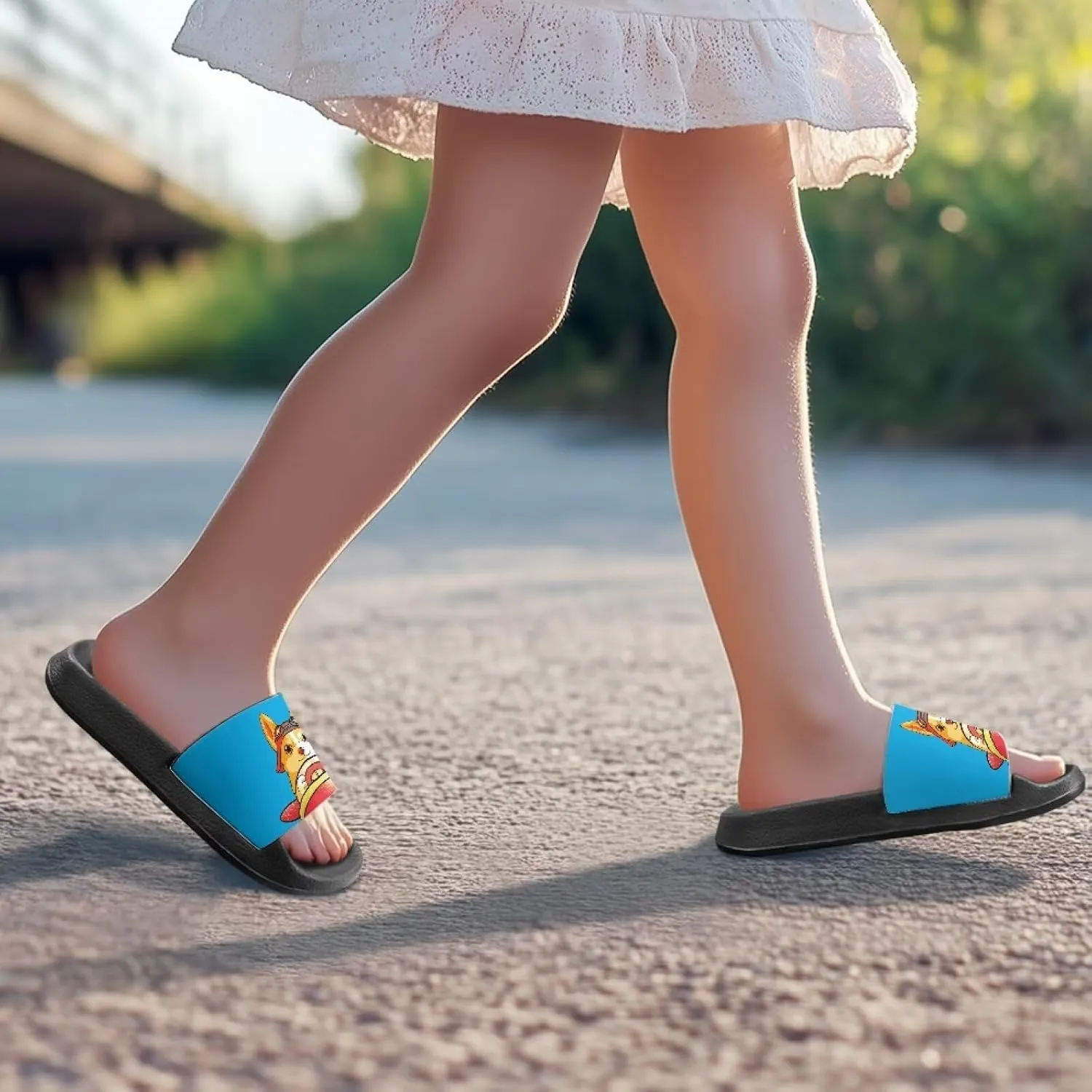 Unisex Kids Soft EVA Slides Print Non-Slip Waterproof Sandals for Shower Bathroom Pool for Little/Big Kids Size 11-3