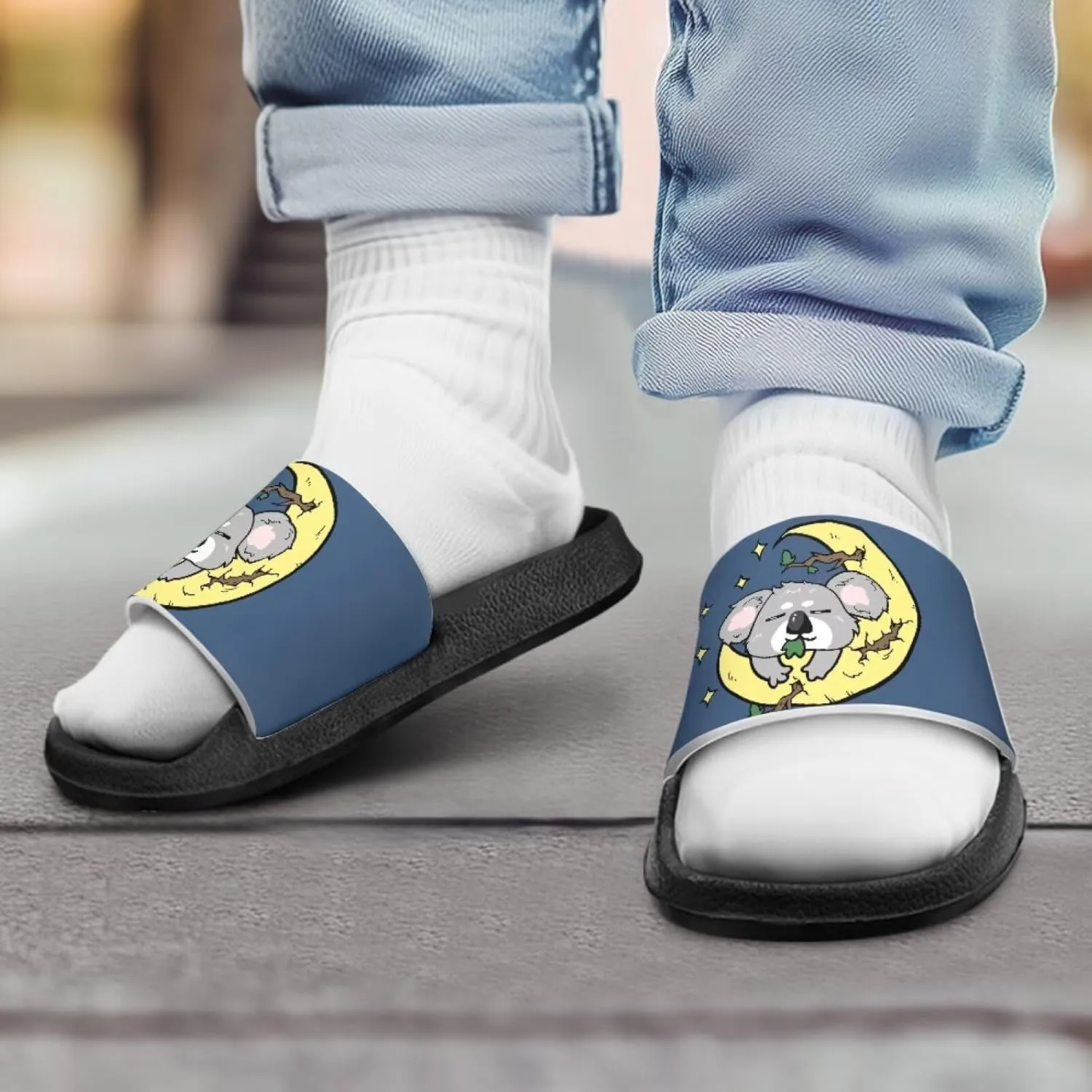 Unisex Kids Soft EVA Slides Print Non-Slip Waterproof Sandals for Shower Bathroom Pool for Little/Big Kids Size 11-3