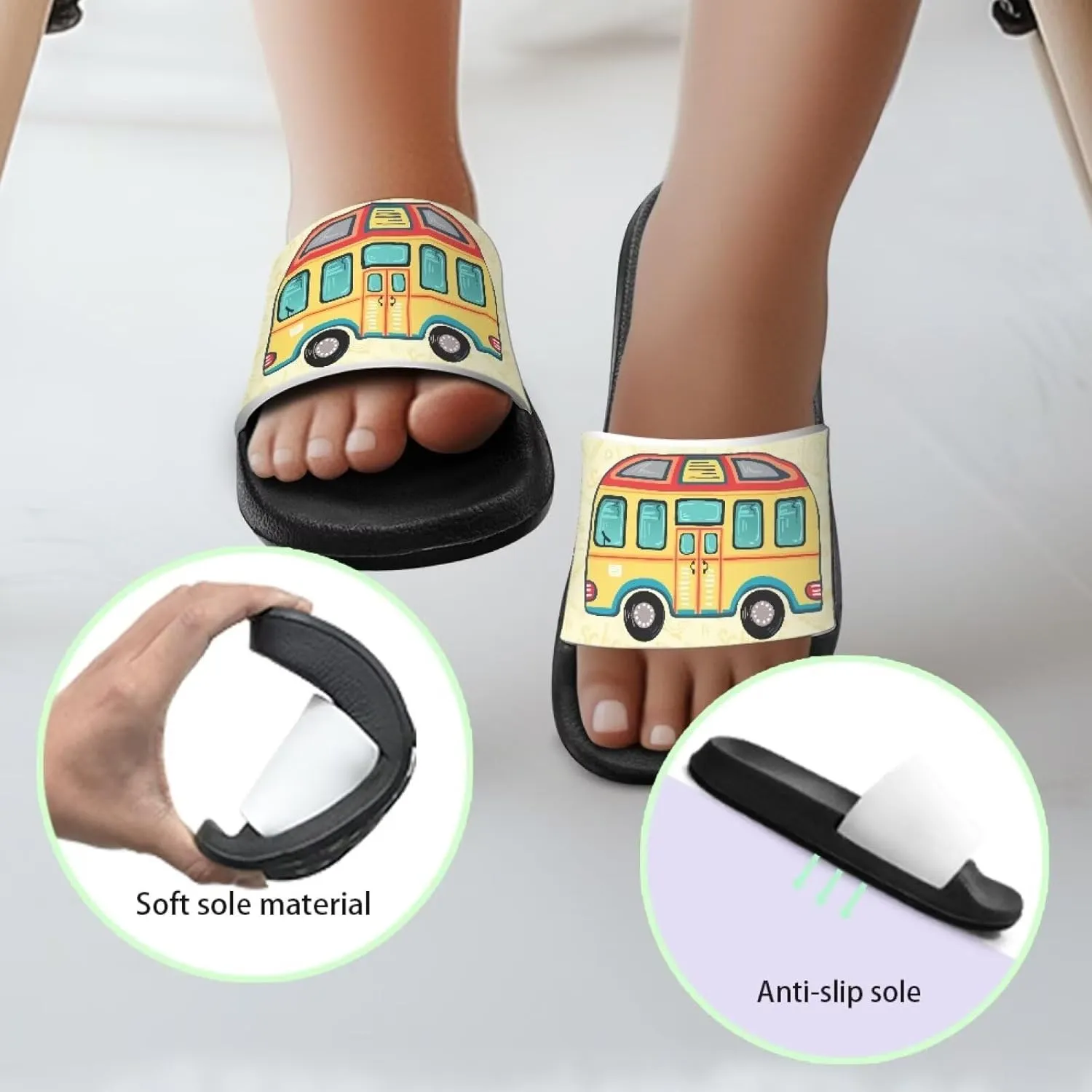 Unisex Kids Soft EVA Slides Print Non-Slip Waterproof Sandals for Shower Bathroom Pool for Little/Big Kids Size 11-3
