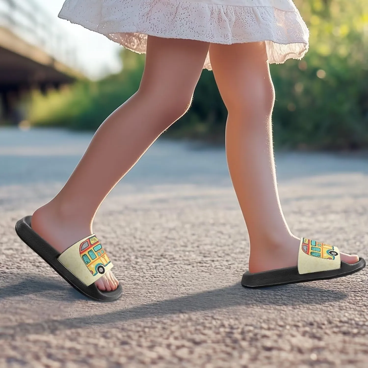 Unisex Kids Soft EVA Slides Print Non-Slip Waterproof Sandals for Shower Bathroom Pool for Little/Big Kids Size 11-3