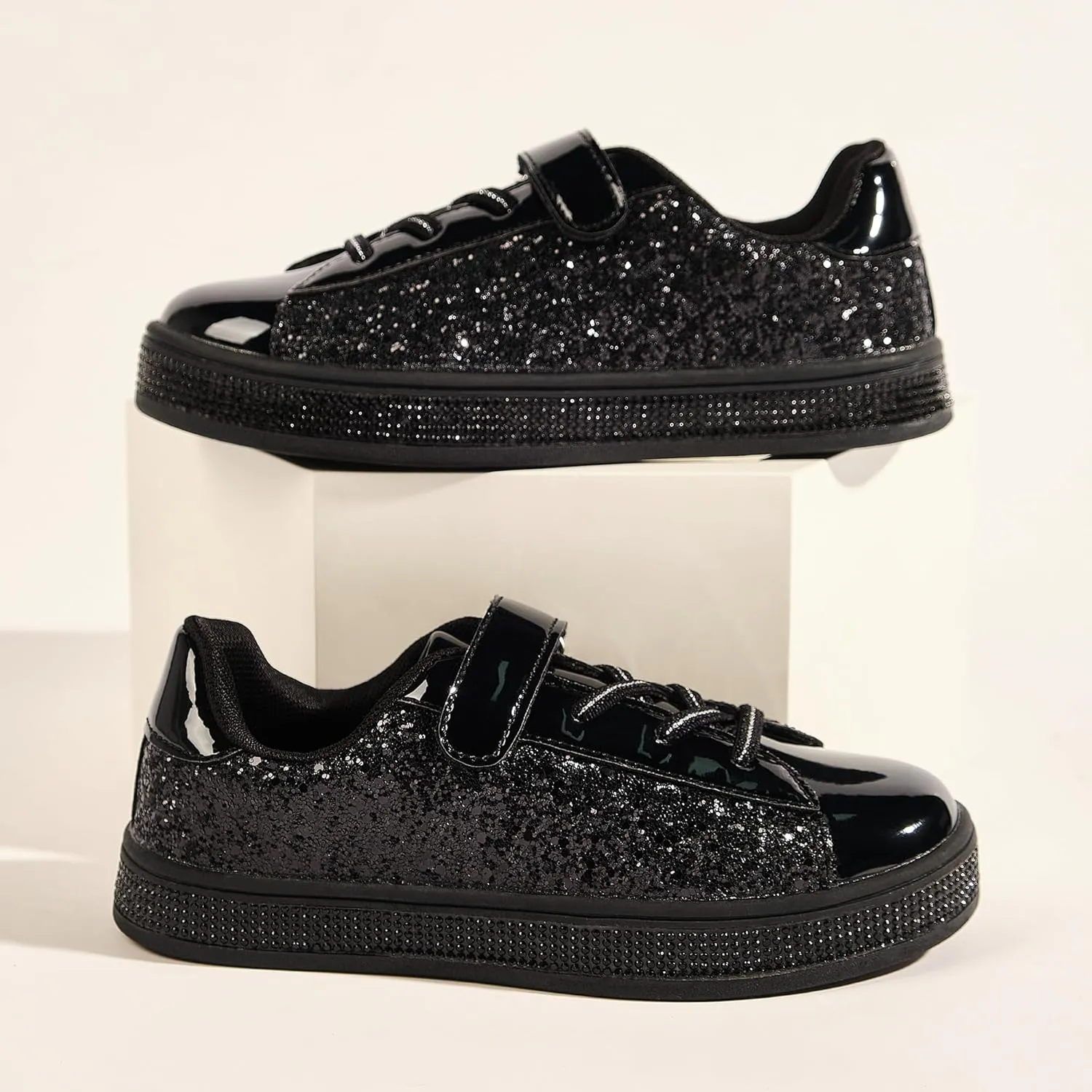 UUBARIS Girl's Glitter Tennis Sneakers - Fashion Sparkly Princess Shoes with Bling Walking Sneakers Sequin Design