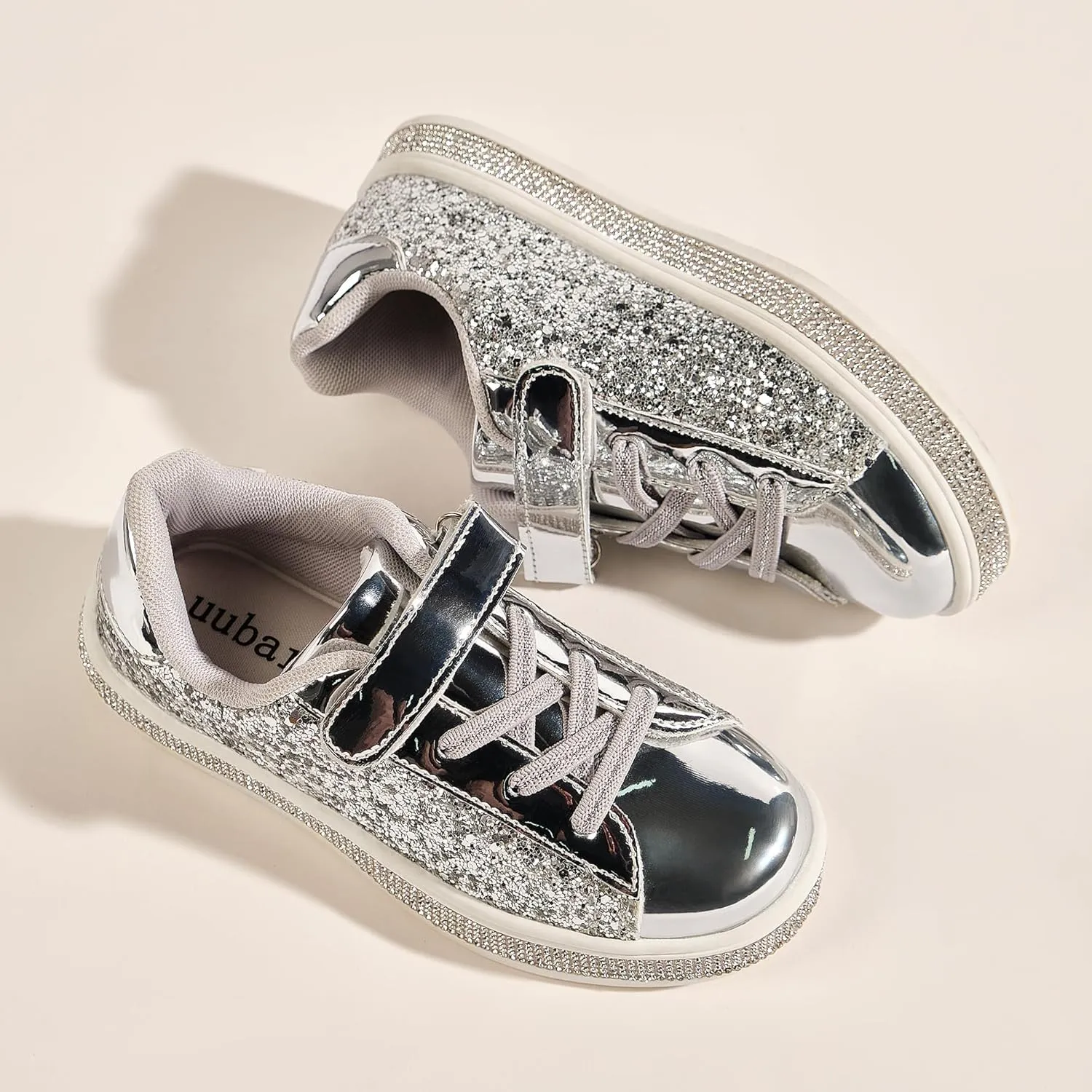 UUBARIS Girl's Glitter Tennis Sneakers - Fashion Sparkly Princess Shoes with Bling Walking Sneakers Sequin Design