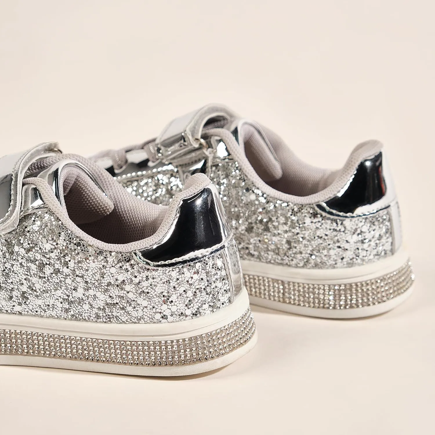 UUBARIS Girl's Glitter Tennis Sneakers - Fashion Sparkly Princess Shoes with Bling Walking Sneakers Sequin Design