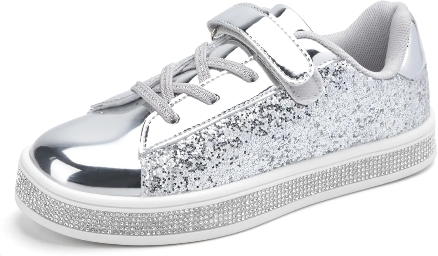 UUBARIS Girl's Glitter Tennis Sneakers - Fashion Sparkly Princess Shoes with Bling Walking Sneakers Sequin Design