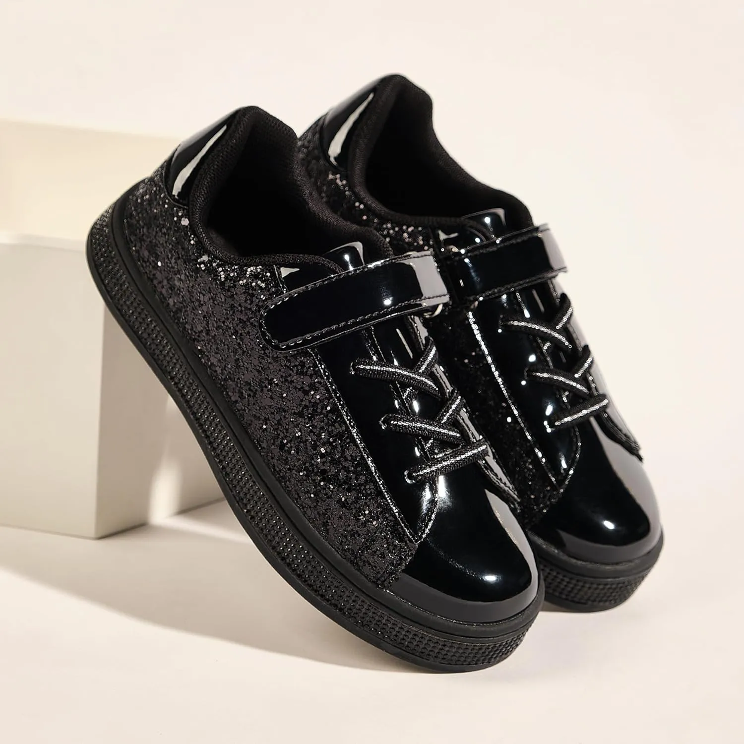 UUBARIS Girl's Glitter Tennis Sneakers - Fashion Sparkly Princess Shoes with Bling Walking Sneakers Sequin Design