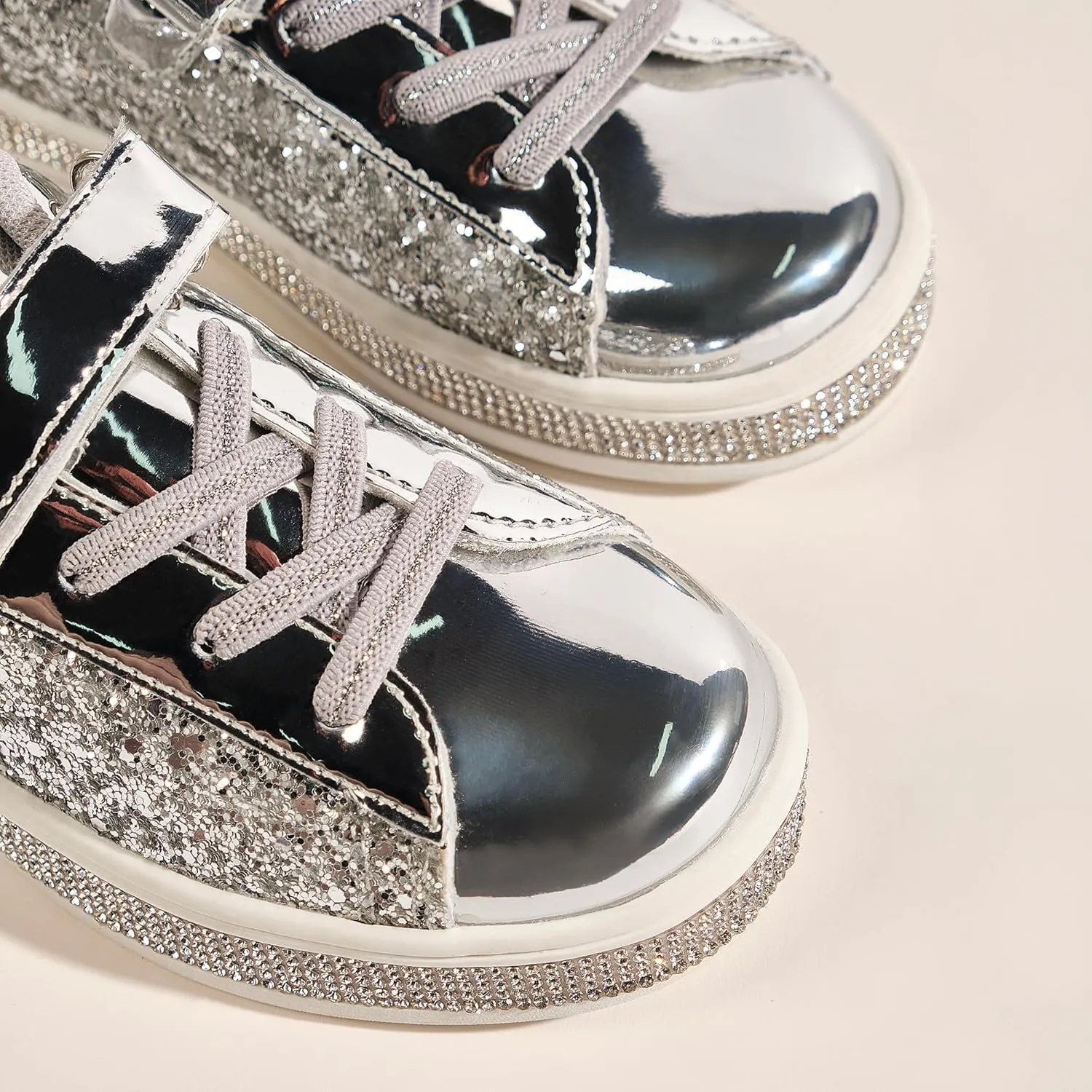 UUBARIS Girl's Glitter Tennis Sneakers - Fashion Sparkly Princess Shoes with Bling Walking Sneakers Sequin Design