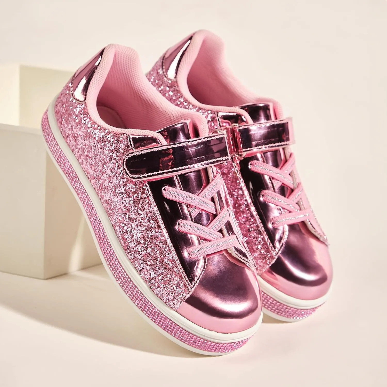 UUBARIS Girl's Glitter Tennis Sneakers - Fashion Sparkly Princess Shoes with Bling Walking Sneakers Sequin Design