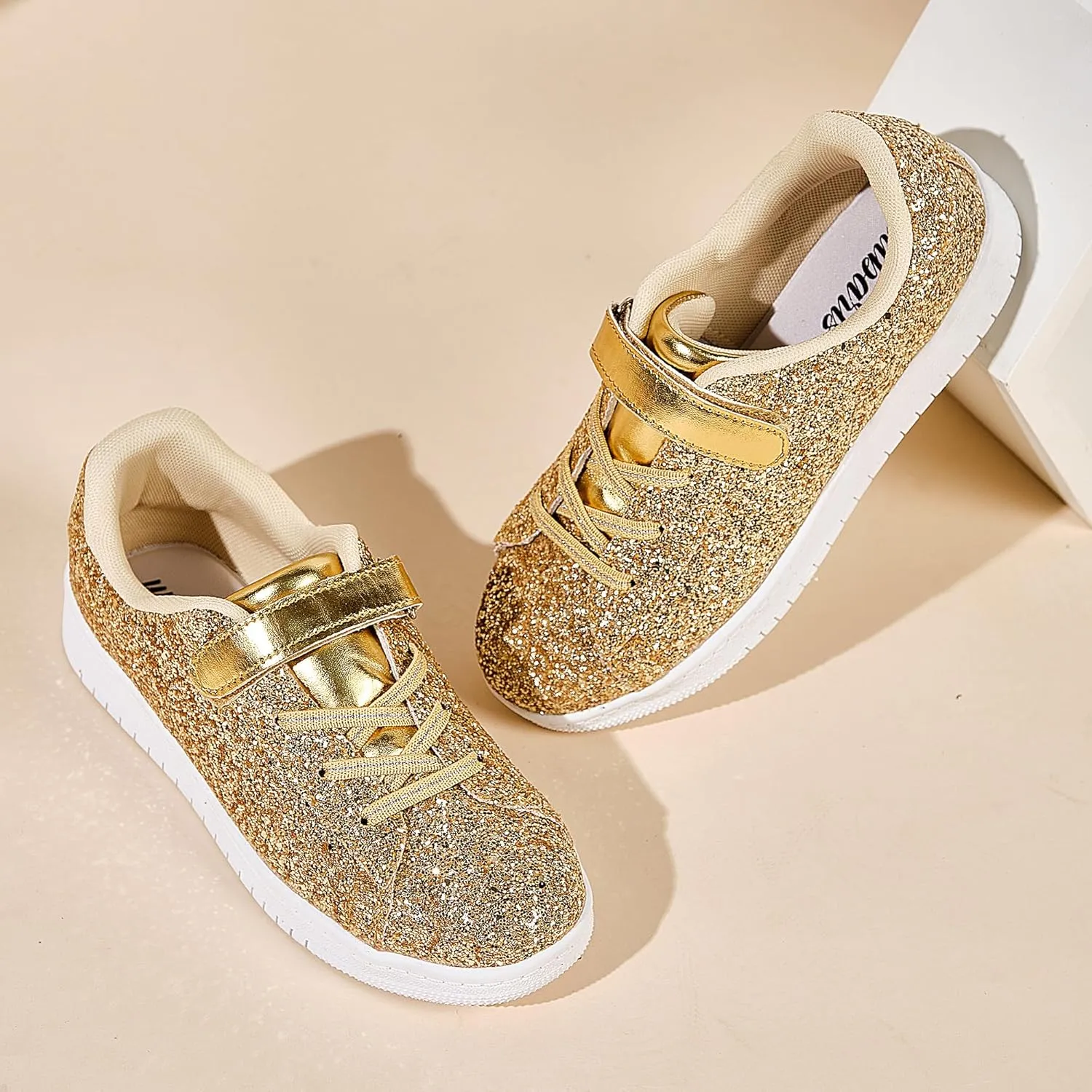UUBARIS Girl's Glitter Tennis Sneakers - Fashion Sparkly Princess Shoes with Bling Walking Sneakers Sequin Design