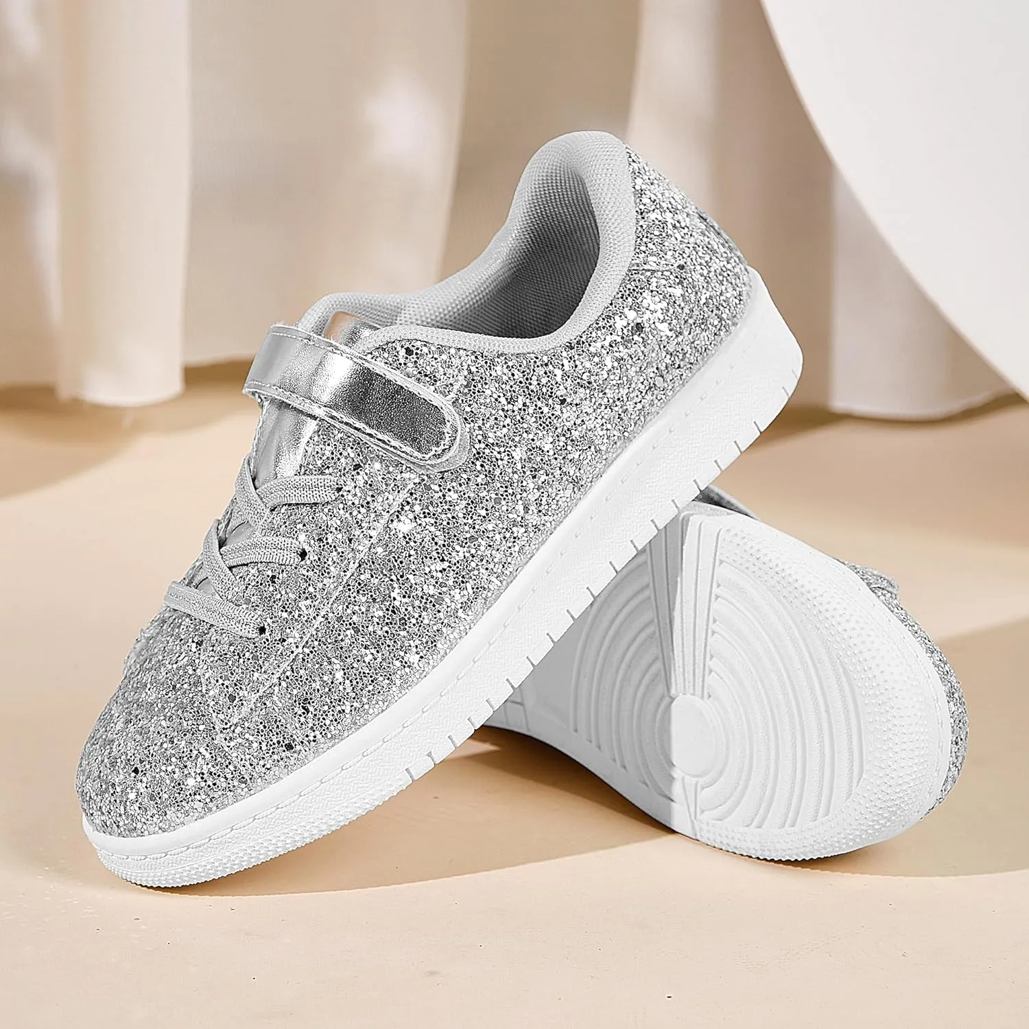UUBARIS Girl's Glitter Tennis Sneakers - Fashion Sparkly Princess Shoes with Bling Walking Sneakers Sequin Design