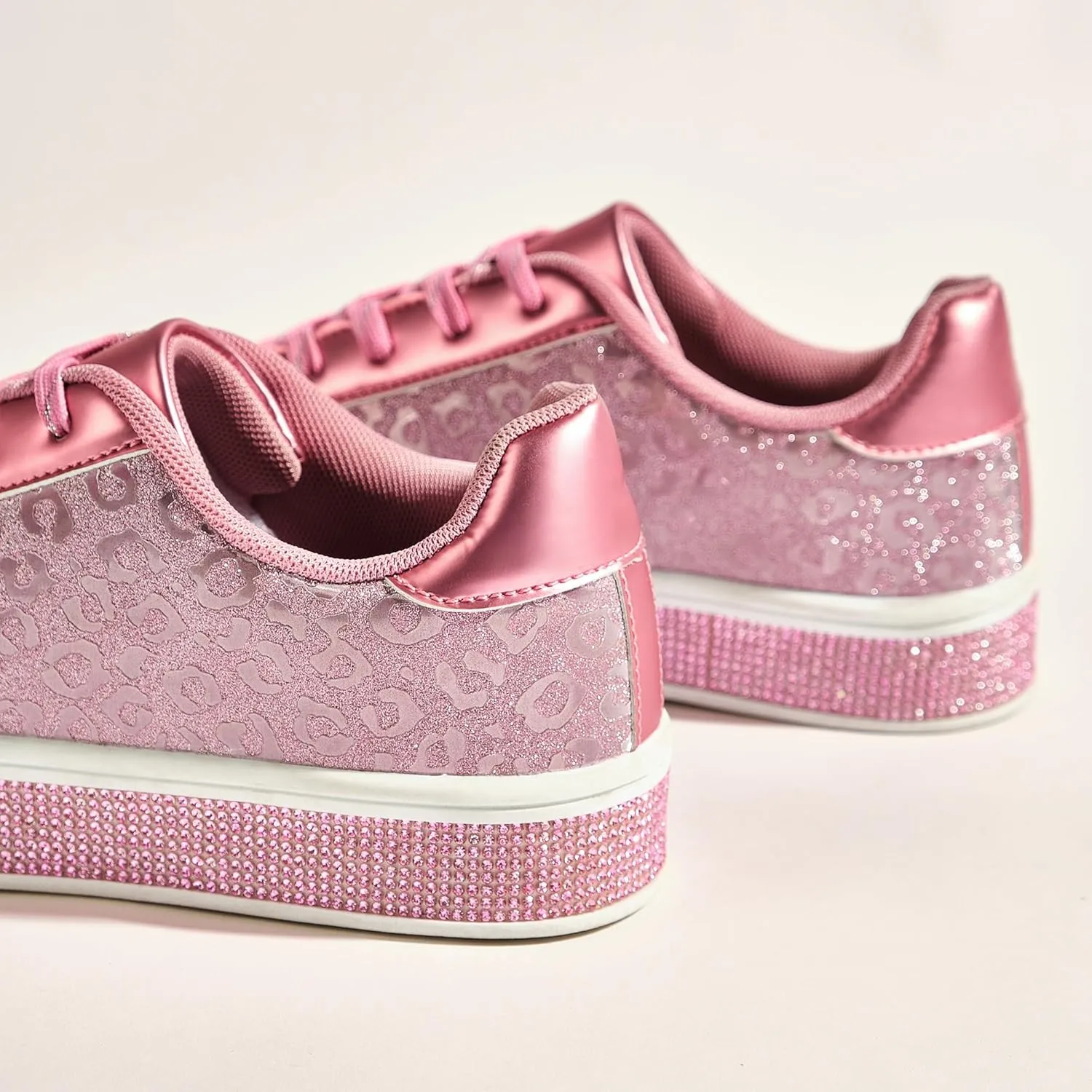 UUBARIS Women's Glitter Tennis Sneakers Neon Dressy Sparkly Sneakers Rhinestone Bling Wedding Bridal Shoes Shiny Sequin Shoes