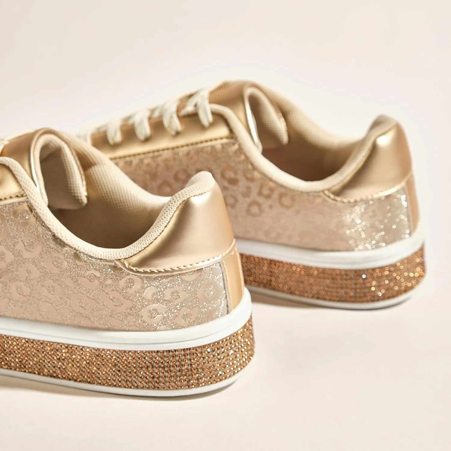 UUBARIS Women's Glitter Tennis Sneakers Neon Dressy Sparkly Sneakers Rhinestone Bling Wedding Bridal Shoes Shiny Sequin Shoes