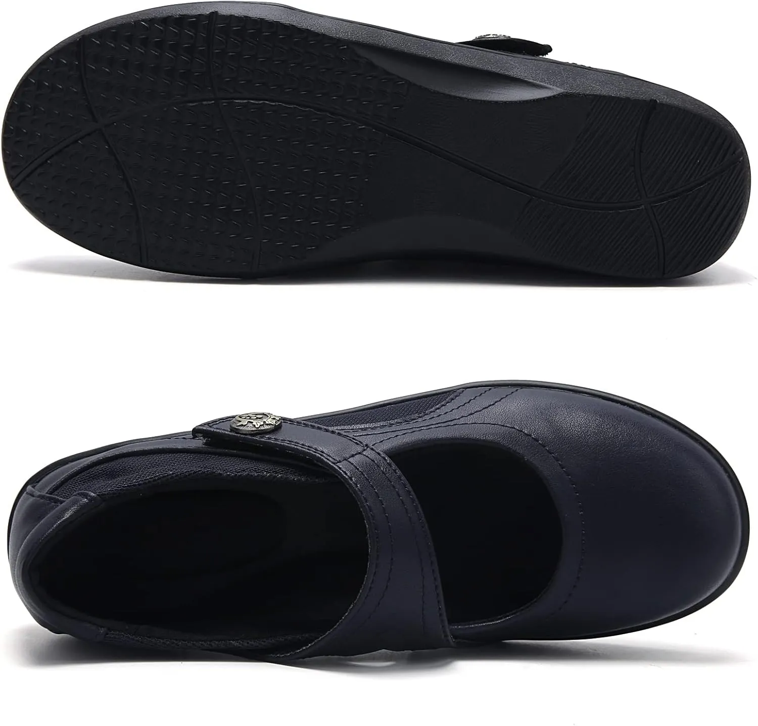 UZB Mary Jane Shoes Women Orthopedic Flats Comfortable Non Slip Work Shoes with Memory Foam