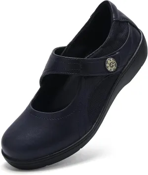 UZB Mary Jane Shoes Women Orthopedic Flats Comfortable Non Slip Work Shoes with Memory Foam